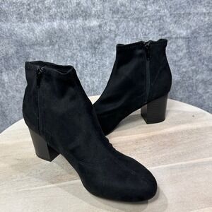 Life Stride Peaches Stretch Bootie Womens Black Ankle Boot Size 8.5 Block Heel